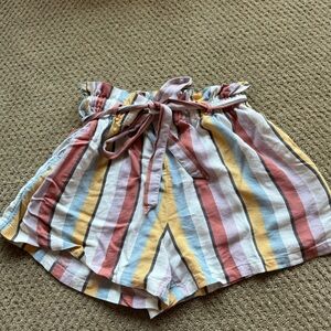 Hollister Striped Paper Bag Shorts